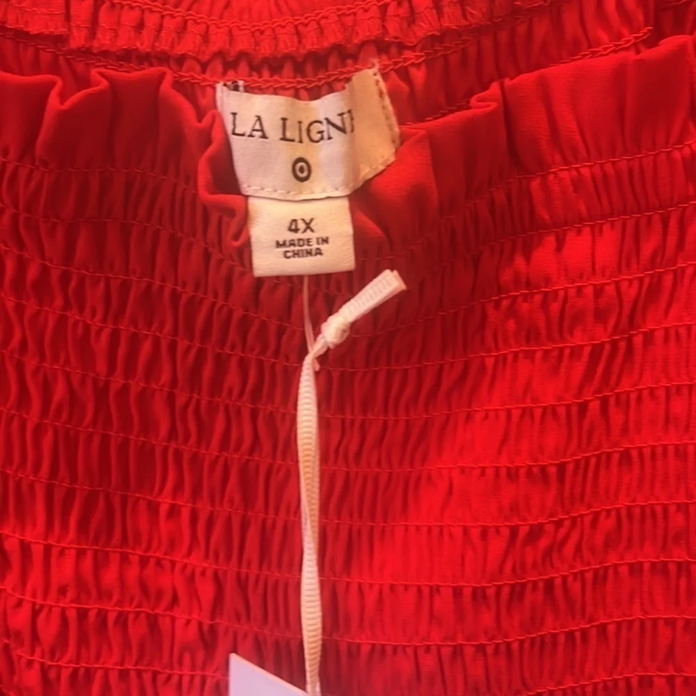 La Ligne x Target Red‎ Smocked Bodice square neck dress